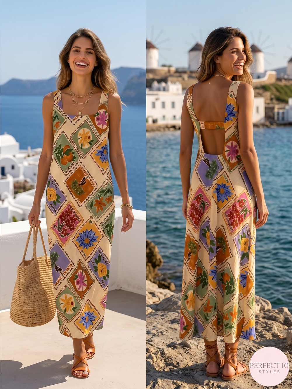 Linen Blend Floral Stamp Print Maxi Dress Size M NWT by Paper Heart
